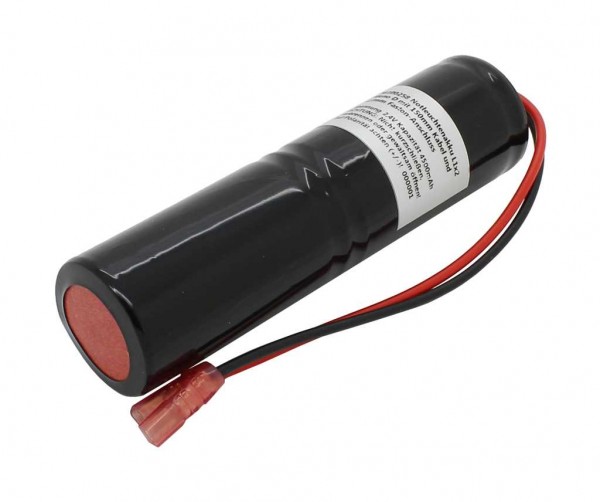 Nødlys batteri NiCd 2,4V 4500mAh L1x2 Mono D med 150 mm kabel og 2,8 mm faston-stik