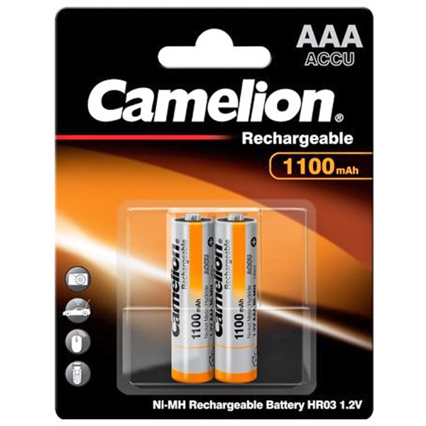 AAA, Micro, LR03, HR04, NiMH batteri med op til 1100mAh i en blisterpakning på 2, mål 44,2x10,2 mm