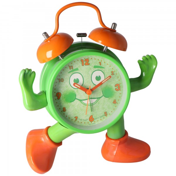 ABC lekeligt lærer tiden, Ticki Tack børnens vækkeur grøn orange, herunder batteri