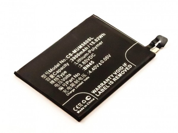 Batteri passer til Xiaomi Redmi Note 5, Li-Polymer, 3,85V, 3900mAh, 15.0Wh, indbygget, uden værktøj