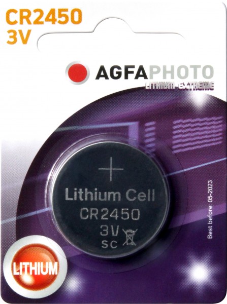Agfaphoto batteri lithium, knapcelle, CR2450, 3V Extreme, detailblister (1-pakke)