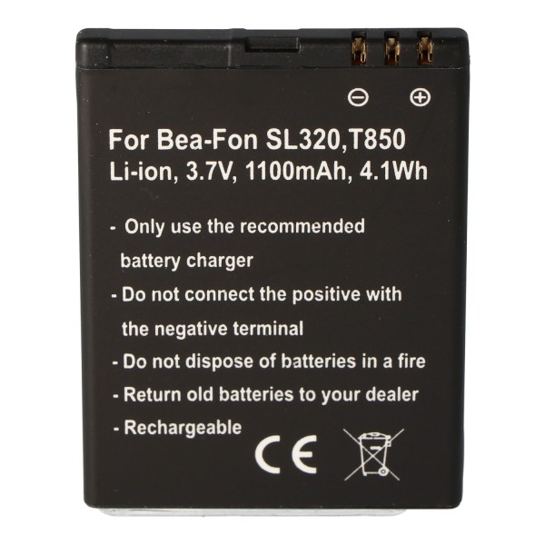 Batteri passer til Bea-Fon SL320 Batteri T850, DRTEL-4D-01, Olympia Brio