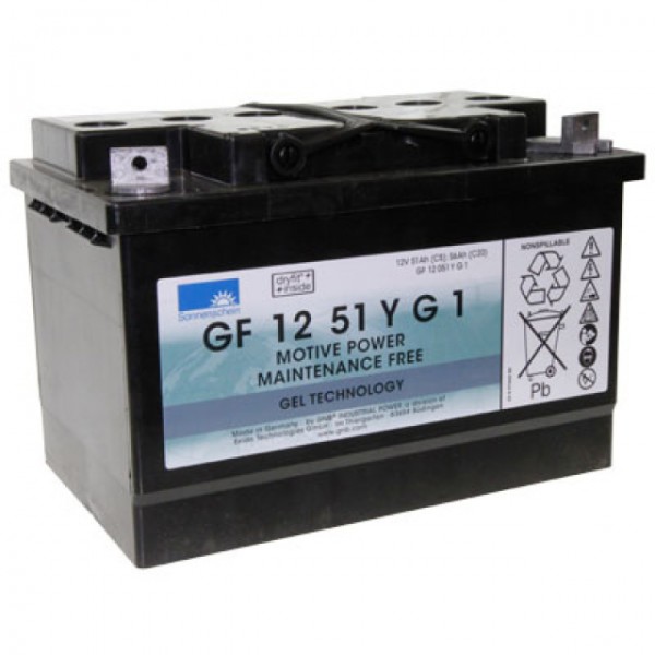 Exide Dryfit GF12051YG1 blybatteri med M6 skruetilslutning 12V, 51000mAh