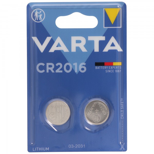 2 stykker Varta CR2016 lithiumbatteri IEC CR 2016