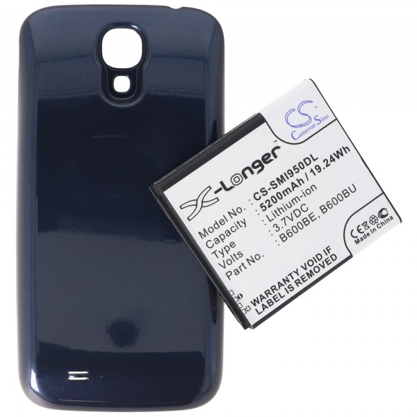 Samsung Galaxy S4, GT-I9500 replik batteri 5200mAh med blå ekstra cover