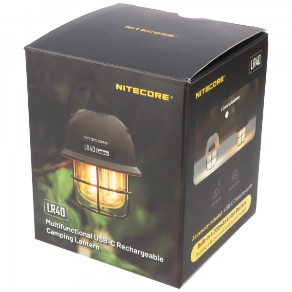 Nitecore LR40 LED campinglys oliven med 2 lysfarver, inkl. batteri, powerbank funktion