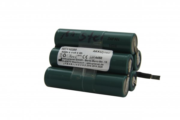NiMH genopladeligt batteri egnet til Stryker Type 400-650 T4 Power Pack 6 Volt 4,0 Ah