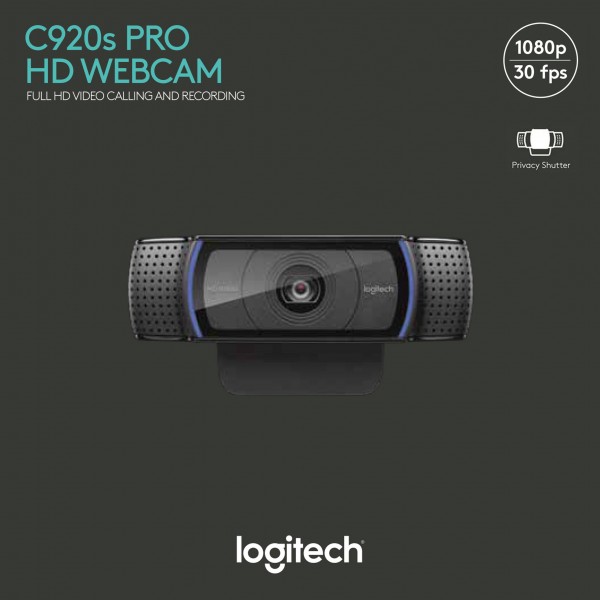 Logitech Webcam C920s Pro, Full HD 1080p, sort 1920x1080, 30 FPS, USB, privatlivsudløser, detailhandel