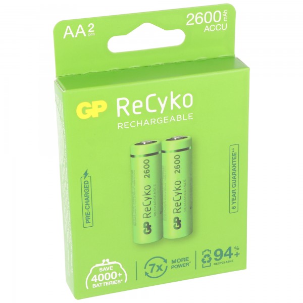 AA batteri GP NiMH 2600 mAh ReCyko 1.2V 2 stk