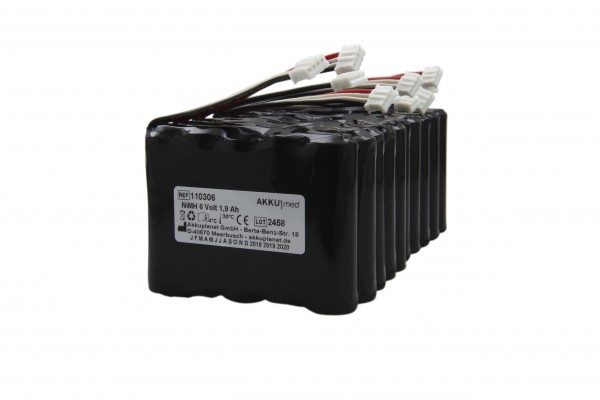 NiMH genopladeligt batteri (pakke med 10) egnet til Fresenius sprøjtepumpe / Injektomat Agilia 6 Volt 1.9 Ah CE-kompatibel