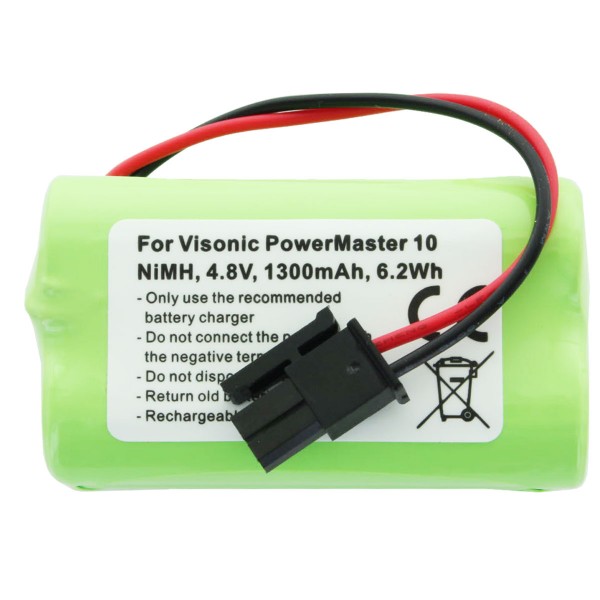 Batteri passer til Visonic PowerMaster 10, NiMH, 4,8V, 1300mAh, 6,2Wh