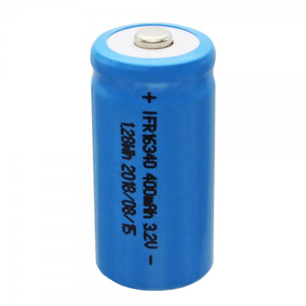 IFR 16340 - 400mAh 3.2V LiFePo4 batteri (Button Top) ubeskyttet