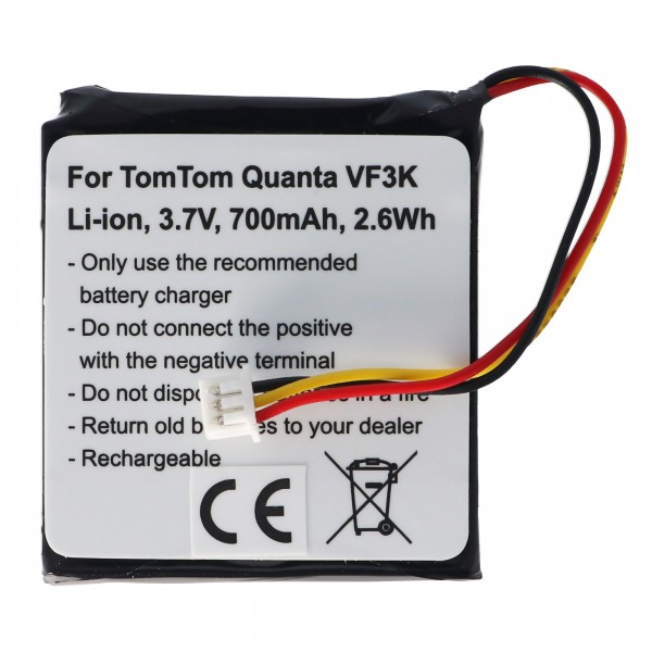 Batteri passer til TOMTOM Quanta batteri VF3K, VF3, FM68360420759