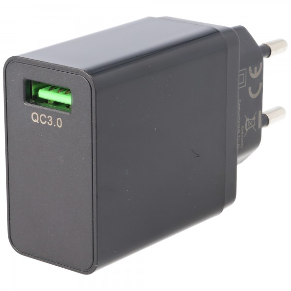 USB hurtigoplader QC3.0 18W, Quick Charge USB strømforsyning