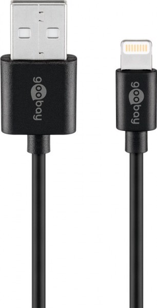 Lyn USB opladnings- og synkroniseringskabel, til Apple iPhone, Apple iPod, Apple iPad, sort, 2 meter