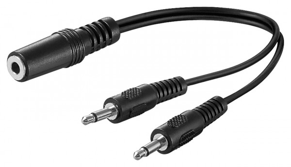 Goobay audio Y-kabeladapter 3,5 mm, 1x stereostik til 2x monostik - stik 3,5 mm stik (3-benet, stereo) > 2x stik 3,5 mm stik (2-benet, mono)