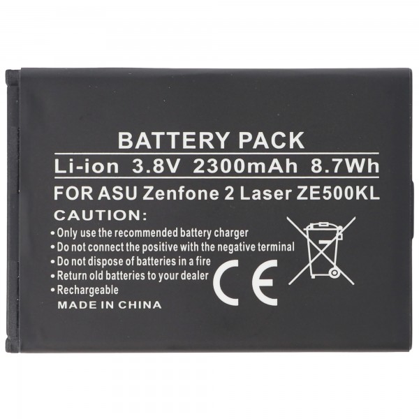 Batteri passer til Asus Zenfone 2 laser ZE500KL, Li-ion, 3.8V, 2300mAh, 8.7Wh