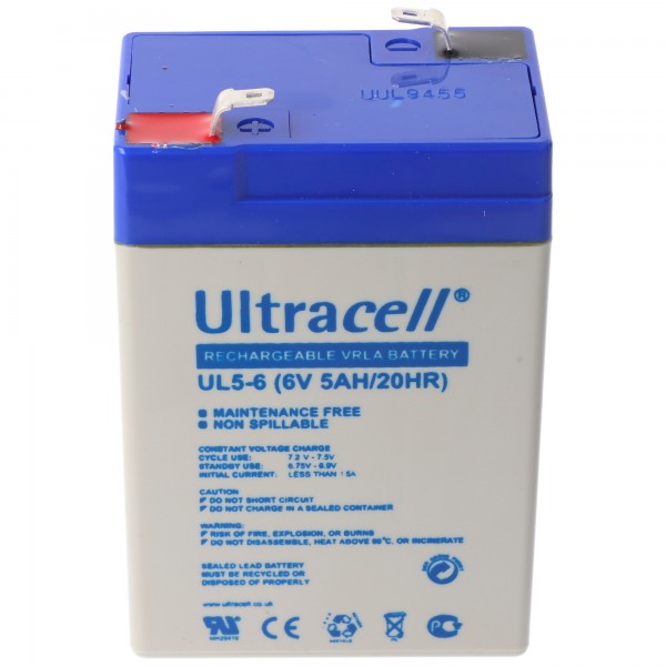 Ultracell UL5-6 6V 5Ah blybatteri AGM blygelbatteri