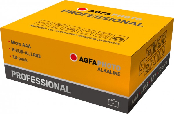 Agfaphoto Battery Alkaline, Micro, AAA, LR03, 1,5V Professional, Retail Box (10-Pack)