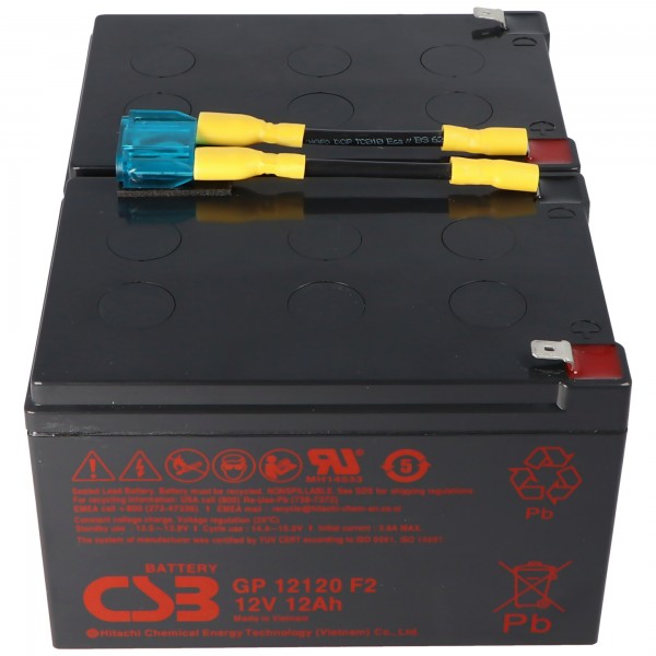 Batteri passer til APC udskiftningsbatteri nr. 6 APC-RBC6, CSB SCD6 udskiftningsbatteri forudmonteret med kabel og stik