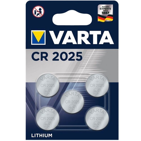 Varta CR2025 lithiumbatteri i en pakke med 5
