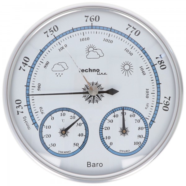 Technoline WA 3090 - rundt barometer med termohygrometer i vintage design