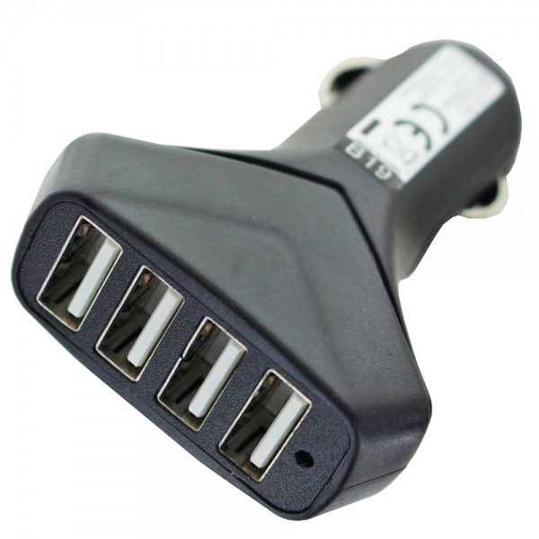 BILADADER USB 4-PORT USB, opladestrøm 6.0A med auto-ID sort
