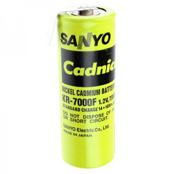 Sanyo KR-7000F Cadnica F Størrelse enkeltcelle med loddetråd kun på positiv stolpe