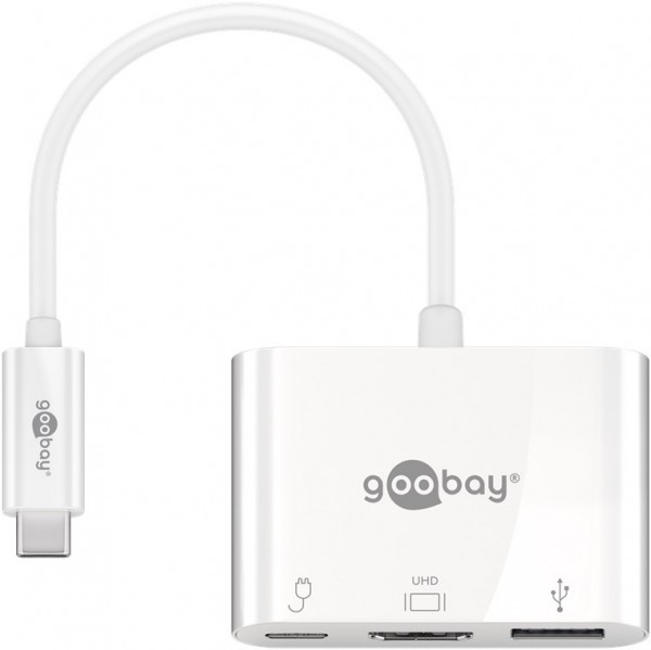 Goobay USB-C™ multiportadapter HDMI, PD, hvid - tilføjer en HDMI™- og en USB 3.0-port til en USB-C™-enhed