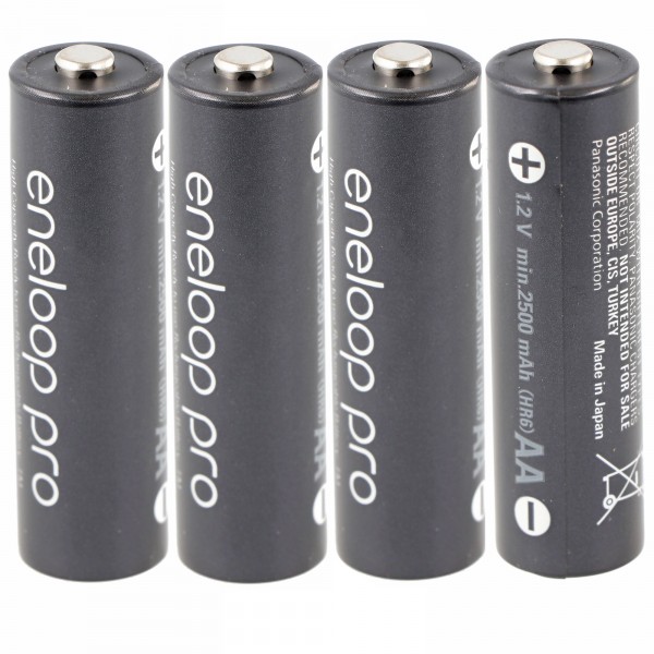 Panasonic eneloop pro, forudopladet, detailblister (4-pak) BK-3HCDE/4BE genopladeligt batteri NiMH, Mignon, AA, HR06, 1,2V og 2500mAh 5410853064152