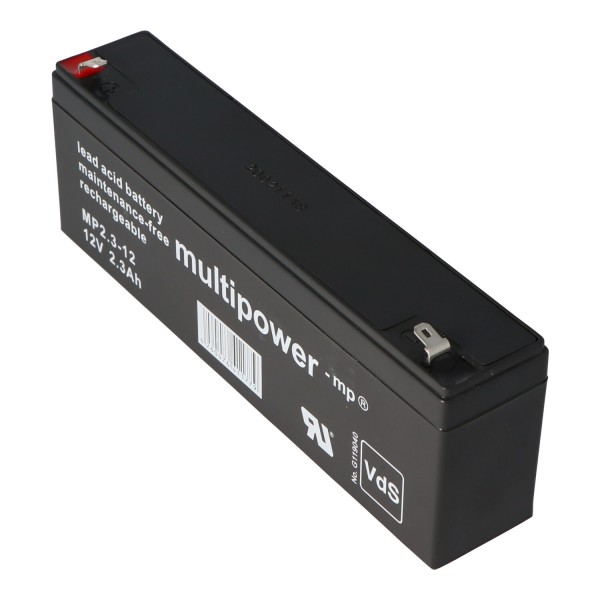 Multipower MP2.2-12 bly genopladeligt batteri, 4,8 mm Faston stik MP2.2-12