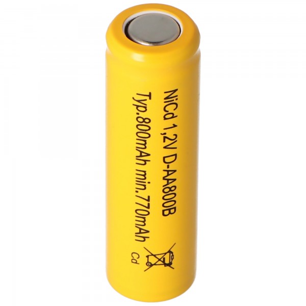 Flat Top NiCd-batteri 1.2V 600mAh Mignon AA uden loddetabel