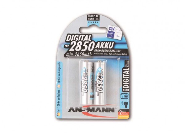 Ansmann NiMH batteri type 2850 Mignon 2650mAh digital blisterpakning med 2