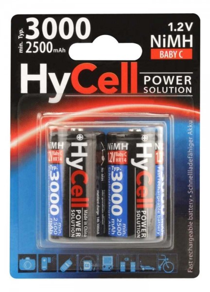 HyCell NiMH batteritype 3000 Baby 2500mAh blisterpakning med 2