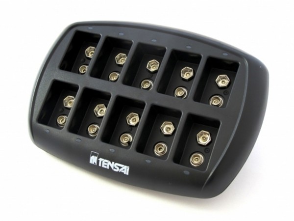 Tensai TI-NI 9.6V-10 Plug Quick Charger til 1-10 6LR61 6F22 9 Volt Batterier