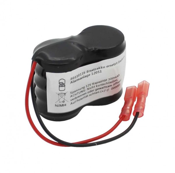 Udskiftningsbatteri NiMH 12V 300mAh erstatter Indexa alarmsystem 12051
