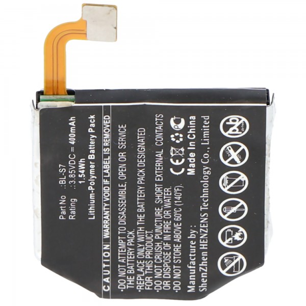 Batteri passer til LG Watch Urbane 2nd Edition LTE, W200, Li-Polymer, 3,85V, 400mAh, 1,5Wh, indbygget, uden værktøjer