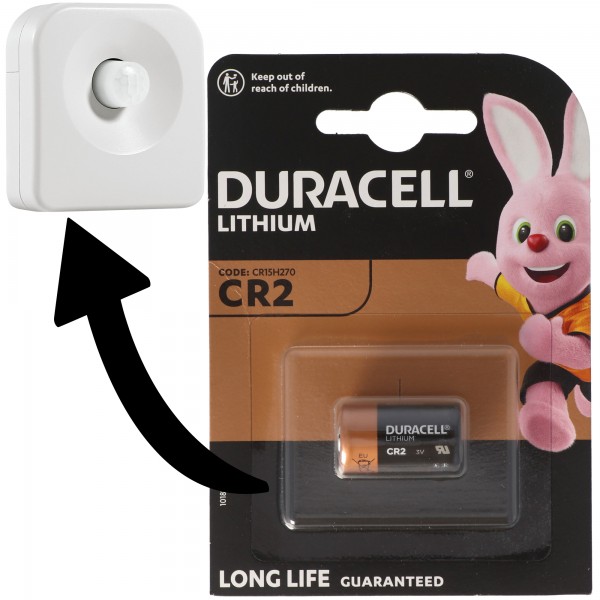 Batteri passer til Osram Lightify Motion Sensor bevægelsesdetektor 1x Duracell CR2 lithium batteri