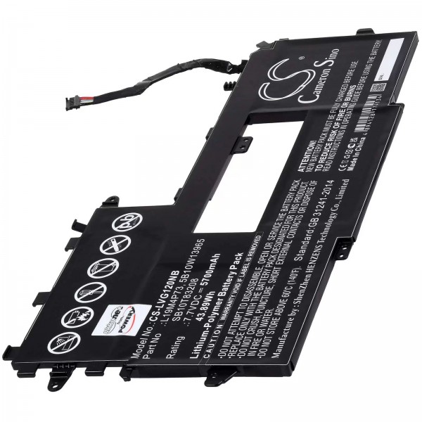 Batteri egnet til bærbar Lenovo ThinkPad X1 Titanium Yoga Gen 1 20QA001QPB, type L19M4P73 - 7.7V - 5700 mAh