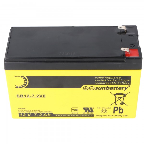 Solbatteri SB12-7.2V0 batteri, 12V 7.2Ah, 7.2-12L, AGM blybatteri