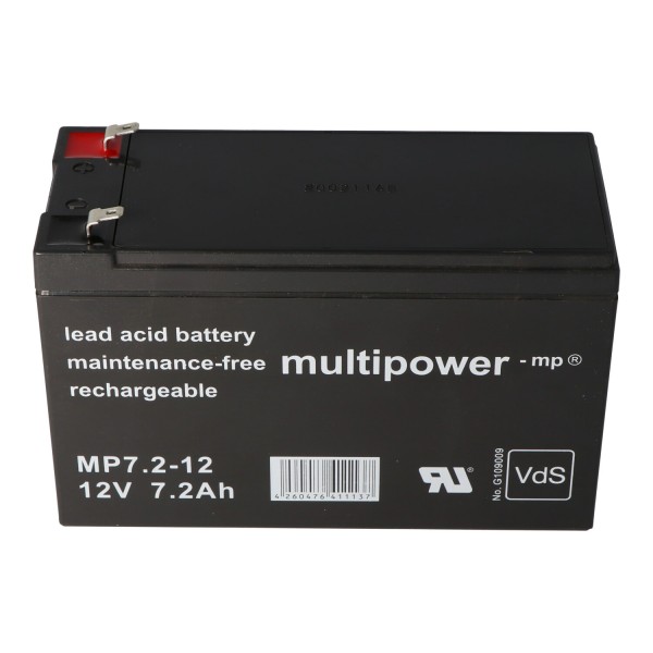 Multipower MP7.2-12 PB Batteri 12 Volt 7.2Ah VDS godkendelse