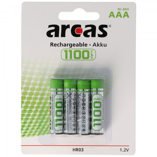 Arcas Micro AAA batteripakke med 4 1100mAh