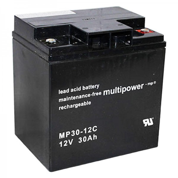Multipower MP30-12C blybatteri 12 Volt 30Ah med M6 skruetilslutning