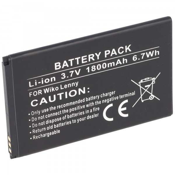 Wiko Lenny Batteri Li-ion som erstatningsbatteri fra AccuCell med 1800mAh, B1510013109