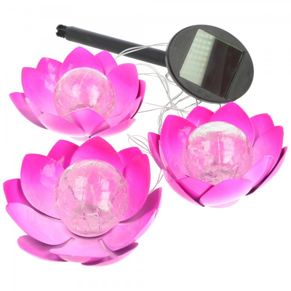 LED solcelle havestik lotusblomster, sæt med 3