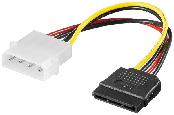 Goobay PC strømkabel/strømadapter, 5,25 stik til SATA - 4-benet. 5,25 strømstik > 15-benet. SATA