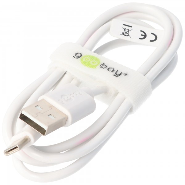 USB-C opladnings- og synkroniseringskabel til alle enheder med USB-C-forbindelse, 1 meter, hvid