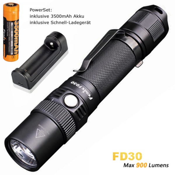 Fenix FD30 LED lommelygte med Cree XP-L HI 360 grader fokusable inkl. 3500mAh batteri