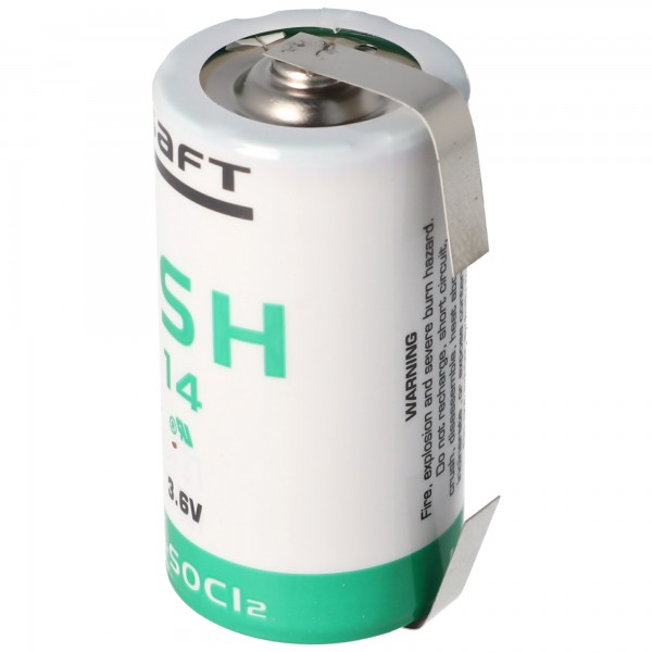 SAFT LSH 14 lithiumbatteri 3.6V Primær med loddeskive U-form