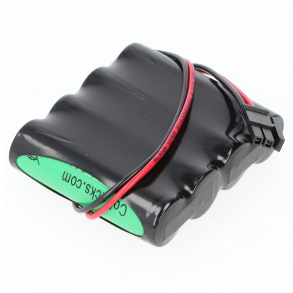Nødlys batteri NiMH 4.8V 1100mAh F1x4 Mignon AA med 150mm kabel og stik erstatter Inotec 890015